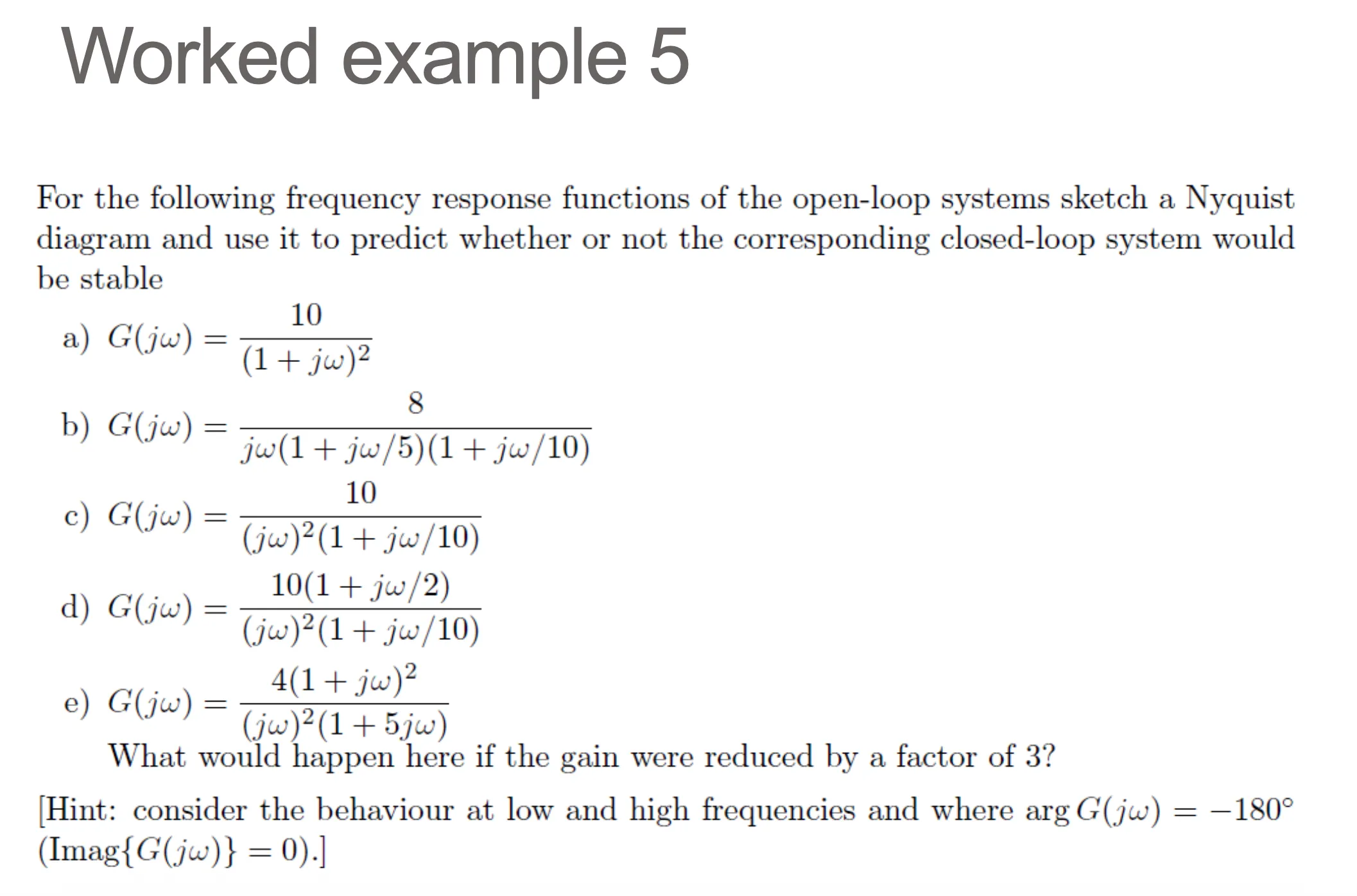 Worked example 5 question