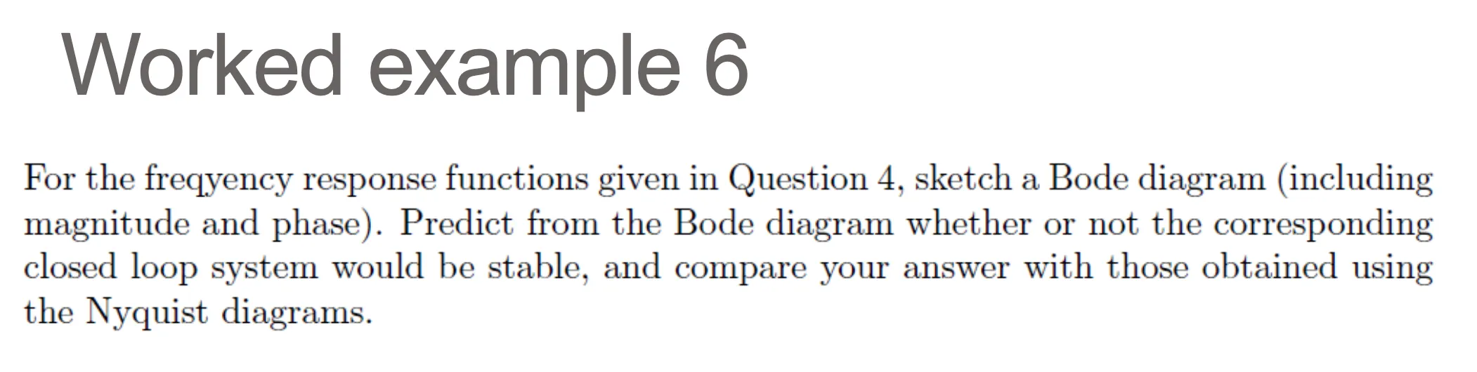 Worked example 6 question